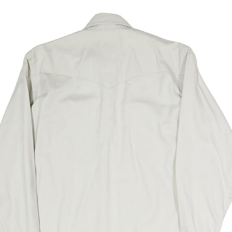 WRANGLER Mens White Western Shirt M Cotton Blend Classic Buttons Pockets