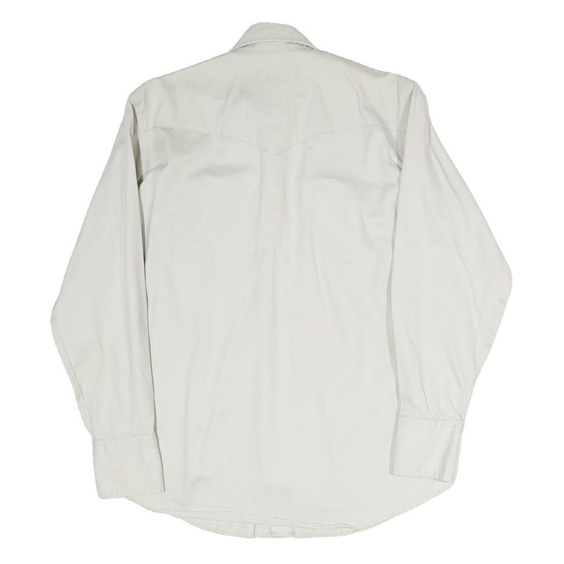 WRANGLER Mens White Western Shirt M Cotton Blend Classic Buttons Pockets
