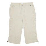 Womens Beige Cargo Shorts UK 16 W34 Cotton Blend Casual Utility Summer