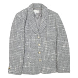 PRESTIGE Womens Grey Wool Blend Button Jacket UK 12 Check Classic Tailored