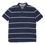 TOMMY HILFIGER Mens Blue & White Striped Short Sleeve Polo Shirt 2XL