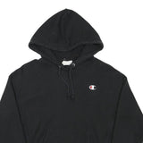 CHAMPION Mens Black Hoodie M Cotton Blend Pullover Sweatshirt With Logo
