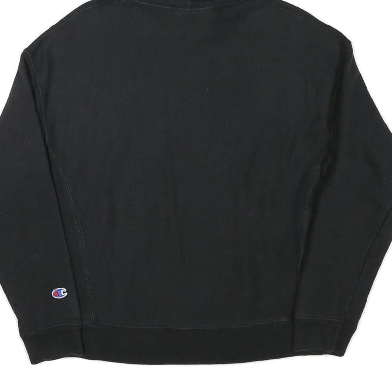 CHAMPION Mens Black Hoodie M Cotton Blend Pullover Sweatshirt With Logo