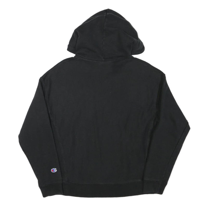 CHAMPION Mens Black Hoodie M Cotton Blend Pullover Sweatshirt With Logo
