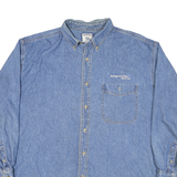 LEE Mens Blue Denim Cotton Blend Shirt XL Embroidered Pocket Casual Classic