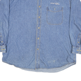 LEE Mens Blue Denim Cotton Blend Shirt XL Embroidered Pocket Casual Classic