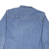 LEE Mens Blue Denim Cotton Blend Shirt XL Embroidered Pocket Casual Classic