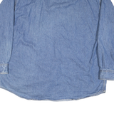 LEE Mens Blue Denim Cotton Blend Shirt XL Embroidered Pocket Casual Classic