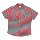 WRANGLER Mens Red & Green Check Shirt L Short Sleeve Button Casual