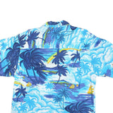 PRESENCE Womens Blue Tropical Print Shirt M Polyester Blend Short Sleeve Summer