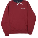 CHAMPION Mens Red & Navy Pullover Hoodie L Cotton Blend Casual Sweatshirt