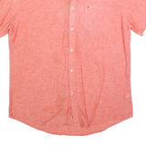 TOMMY HILFIGER Mens Orange Linen Shirt 2XL Casual Button Down Summer