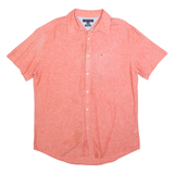 TOMMY HILFIGER Mens Orange Linen Shirt 2XL Casual Button Down Summer