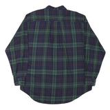 NAUTICA Mens Green & Blue Checked Shirt L Classic Cotton Blend Long Sleeve