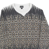 JUST CAVALLI Mens Black & Beige Patterned Crew Neck M Artistic Sweatshirt