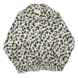 DA-RUE OF CALIFORNIA Womens Black & White Floral Blouse Long Sleeve Collared L