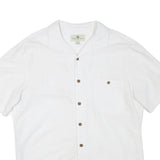 ISLAND SHORES Mens White Cotton Blend Shirt L Relaxed Fit Casual Summer