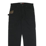 WRANGLER Mens Black Cotton Relaxed Straight Trousers W36 L34 Workwear Cargo