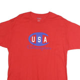 CHAMPION Mens Red USA Graphic T-Shirt L Short Sleeve Crew Neck Cotton