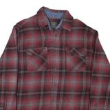 JACHS Mens Red Grey Plaid Cotton Blend Shirt M Casual Long Sleeve