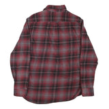 JACHS Mens Red Grey Plaid Cotton Blend Shirt M Casual Long Sleeve