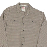 LEVI'S Mens Brown & Cream Checked Cotton Blend Shirt M Casual Long Sleeve Button