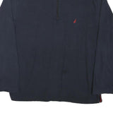 NAUTICA Mens Navy Cotton Blend Plain Pullover Quarter Zip Jumper L Casual