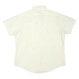 KOOL KNIT Mens Cream & Beige Shirt L Short Sleeve Button Front Casual