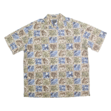ST JOHNS BAY Mens Beige Green Blue Pattern Shirt XL Cotton Blend Casual Summer