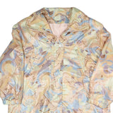 Womens Beige Geometric Pattern Zip Jacket M Polyester Blend Relaxed Fit Retro