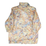 Womens Beige Geometric Pattern Zip Jacket M Polyester Blend Relaxed Fit Retro