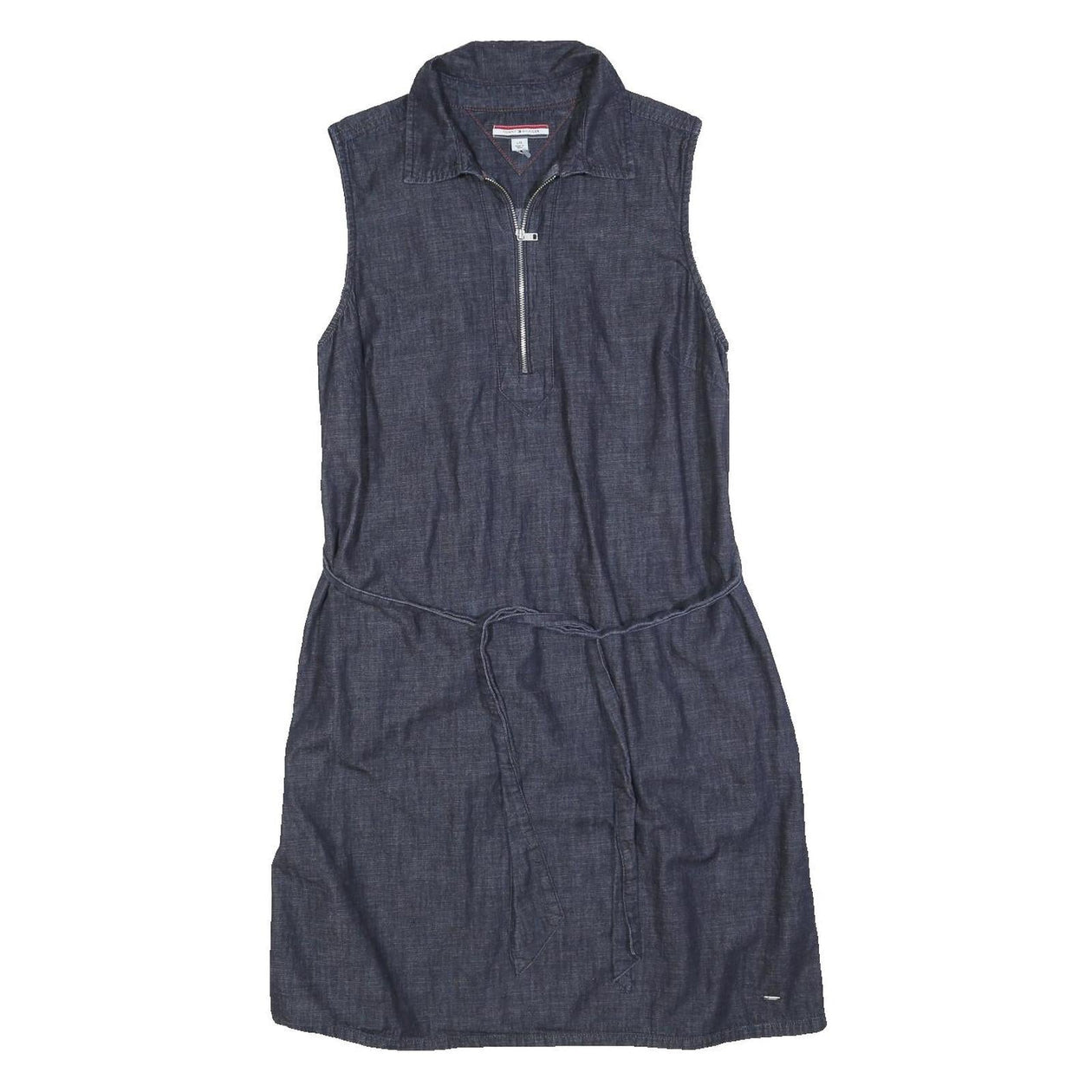 TOMMY HILFIGER Womens Blue Denim Sleeveless Day Dress Cotton Blend L C – Cerqular