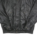 PEERLESS GARMENTS Mens Black Leather Jacket L Zip Long Sleeve Casual