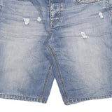 BROADWAY Mens Denim Blue Casual Shorts L W34 Distressed Cotton Blend