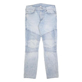 TRUE RELIGION Mens Jeans Blue Slim Skinny Denim Light Wash W36 L34 Ribbed Knee