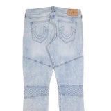 TRUE RELIGION Mens Jeans Blue Slim Skinny Denim Light Wash W36 L34 Ribbed Knee