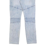 TRUE RELIGION Mens Jeans Blue Slim Skinny Denim Light Wash W36 L34 Ribbed Knee