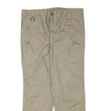 Mens Beige Polyester Blend Regular Fit Straight Leg Trousers W37 L28 Casual Zip