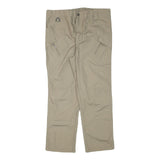 Mens Beige Polyester Blend Regular Fit Straight Leg Trousers W37 L28 Casual Zip