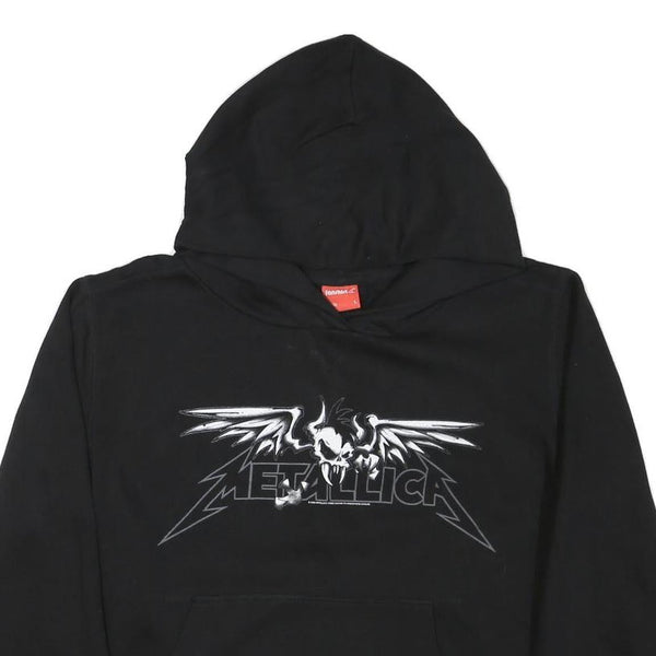 FANSHIRT Womens Black Hoodie L Metallica Logo Cotton Blend Pullover
