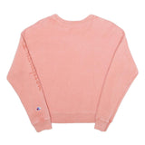CHAMPION REVERSE WEAVE Womens Pink Cotton Blend Crew Neck Sweatshirt S Logo