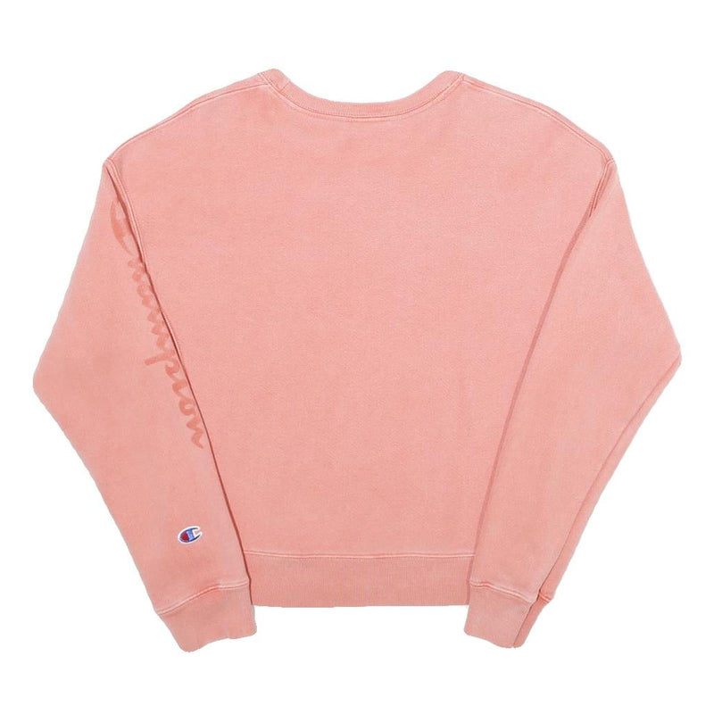 CHAMPION REVERSE WEAVE Womens Pink Cotton Blend Crew Neck Sweatshirt S Logo
