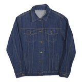 Womens Blue Cotton Blend Denim Jacket M Button Closure Classic Plain