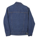 Womens Blue Cotton Blend Denim Jacket M Button Closure Classic Plain