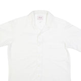 ARROW Mens White Shirt M Polyester Short Sleeve Button Front Casual