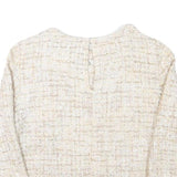 ZARA BASIC Womens Cream Patterned Jumper Crew Neck Basic Knit XS Elegant Style