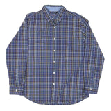 CHAPS Mens Blue Check Shirt M Button-Down Collar Long Sleeve Casual Cotton Blend
