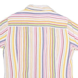 INVISTA Womens White & Pink Striped Shirt L Cotton Blend Short Sleeve Button