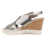 HURLUM Wedge Heels Silver Leather Womens UK 6