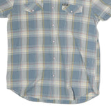 WRANGLER Mens Blue & Cream Check Shirt M Cotton Casual Western Short Sleeve